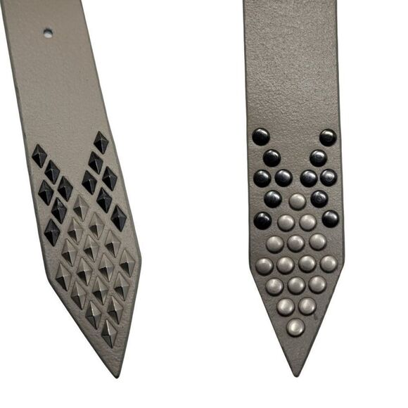 Joe's Jeans The Belt Handmade Leather Reversible Studded Spiked Belt M Gray Punk - Picture 2 of 12
